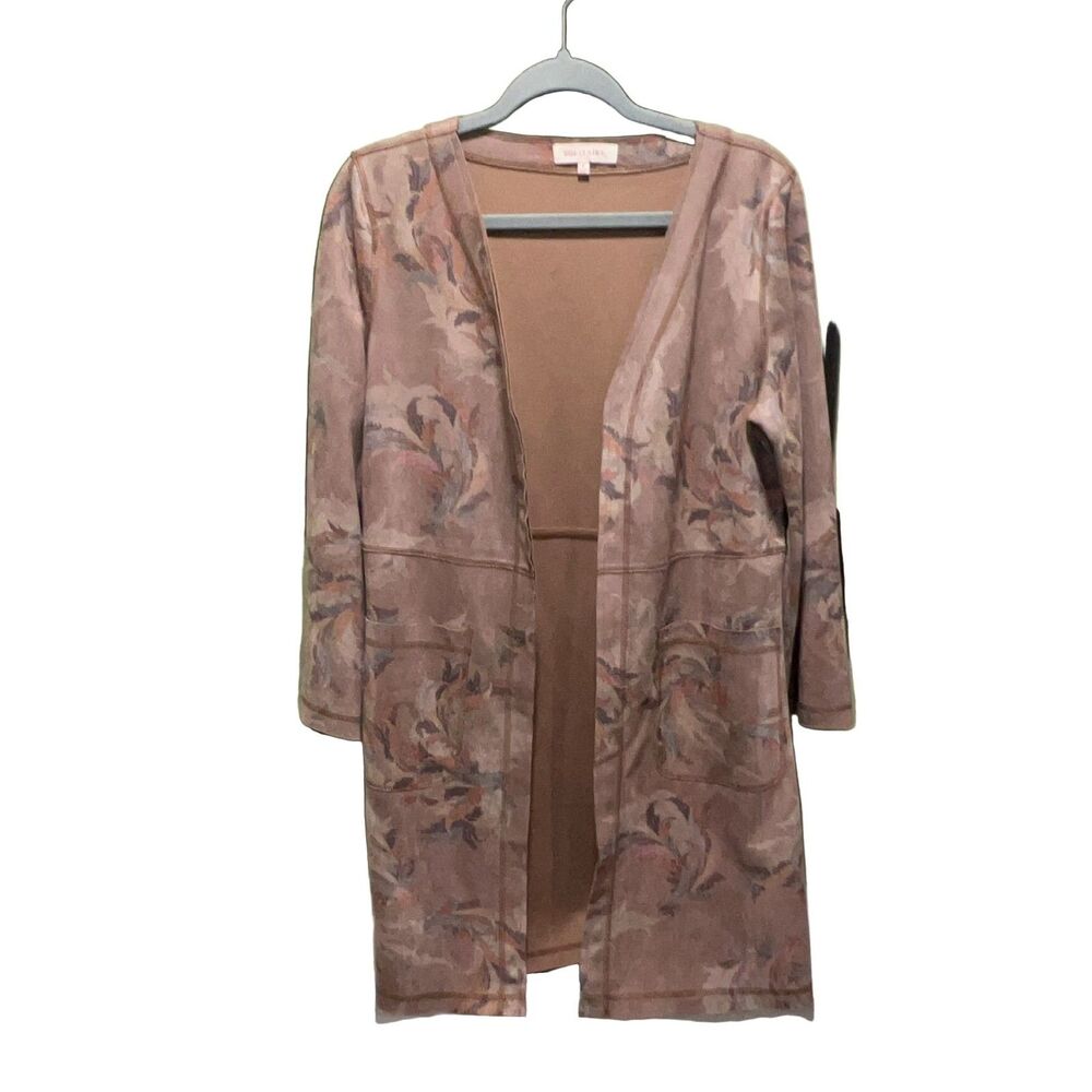 Solitaire Floral Open Front Cardigan Mauve S Women's Velvet